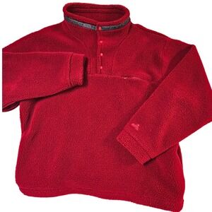 VTG 90s Eastern Mountain Sports Sherpa Fleece Snap Pullover USA Mens Large Red